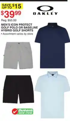 Dunham's Sports MEN'S ICON PROTECT GOLF POLO AND SINGLE HYBRID GOLF SHORTS offer