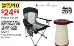 Dunham's Sports CAPTIVA DESIGNS OR WFS MESHMAX BIG BOY CHAIR OR TELESCOPIC STOOL WITH LIGHT offer