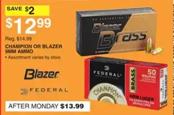 Dunham's Sports CHAMPION OR BLAZER 9MM AMMO offer