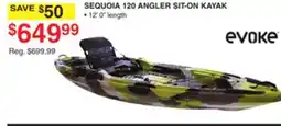 Dunham's Sports EVOKE SEQUOIA 120 ANGLER SIT-ON KAYAK offer