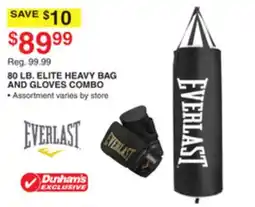 Dunham's Sports 80 LB. ELITE HEAVY BAG AND GLOVES COMBO offer
