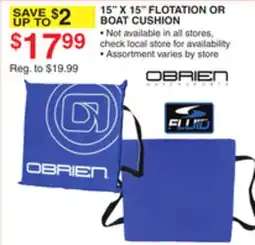 Dunham's Sports 15 X 15 FLOTATION OR BOAT CUSHION offer