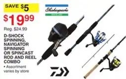 Dunham's Sports D-SHOCK SPINNING, NAVIGATOR SPINNING OR SPINCAST ROD AND REEL COMBO offer