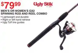 Dunham's Sports MEN'S OR WOMEN'S GX2 SPINNING ROD AND REEL COMBO offer