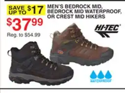 Dunham's Sports HI-TEC MEN'S BEDROCK MID, BEDROCK MID WATERPROOF, OR CREST MID HIKERS offer