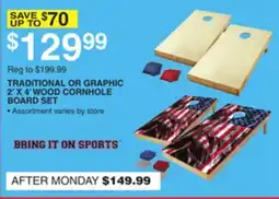 Dunham's Sports TRADITIONAL OR GRAPHIC 2' X 4' WOOD CORNHOLE BOARD SET offer