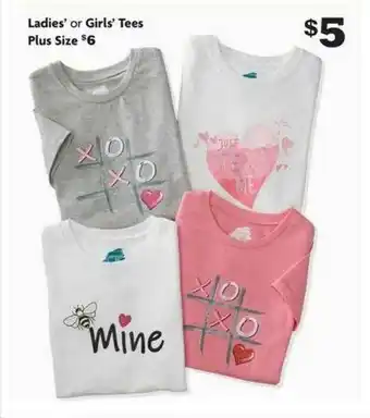 Family Dollar Ladies' Or Girls' Tees Plus Size offer