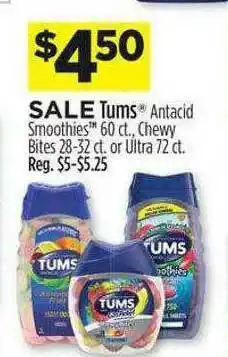 Dollar General Tums Antacid Smoothies, Chewy Bites Of Ultra offer