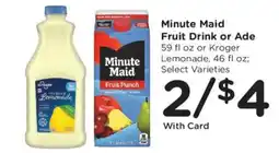 Kroger Minute Maid Fruit Drink or Ade offer