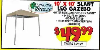 Ollie's 10' X 10' SLANT LEG GAZEBO offer