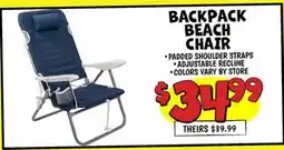 Ollie's BACKPACK BEACH CHAIR offer
