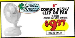 Ollie's Sarasota Breeze 6 COMBO DESK/CLIP ON FAN offer