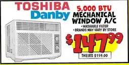 Ollie's TOSHIBA Danby 5,000 BTU MECHANICAL WINDOW A/C offer