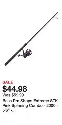 Cabela's Bass Pro Shops Extreme STK Pink Spinning Combo - 2000 - 5'6 - Light - 5.0:1 offer