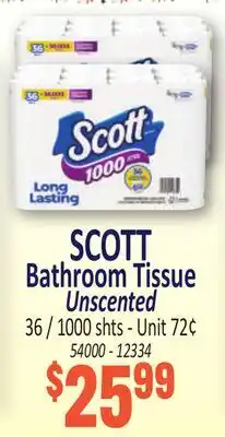Jetro SCOTT Bathroom Tissue Unscented offer