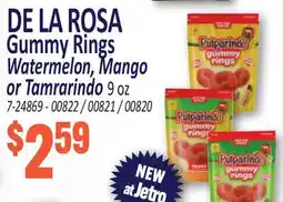 Jetro DE LA ROSA Gummy Rings Watermelon, Mango or Tamrarindo offer