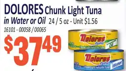 Jetro DOLORES Chunk Light Tuna in Water or Oil offer