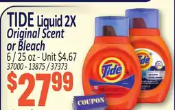 Jetro TIDE Liquid 2X Original Scent or Bleach offer