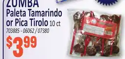 Jetro ZUMBA Paleta Tamarindo or Pica Tirolo offer