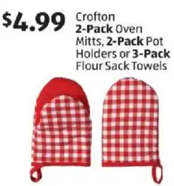Crofton 2-Pack Oven Mitts, 2-Pack Pot Holders or 3-Pack Flour Sack Towels