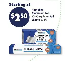 Family Dollar Homeline Aluminum Foil 30-90 sq. ft. or Foil Sheets 30 ct offer