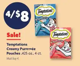 Family Dollar Temptations Creamy Purrrr•ée Pouches offer
