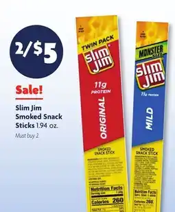 Family Dollar Slim Jim Smoked Snack Sticks offer