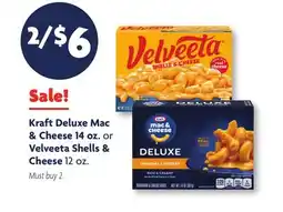 Family Dollar Kraft Deluxe Mac & Cheese 14 oz. or Velveeta Shells & Cheese 12 oz offer