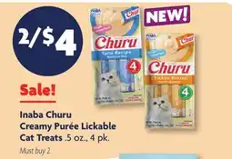 Family Dollar Inaba Churu Creamy Puree Lickable Cat Treats offer
