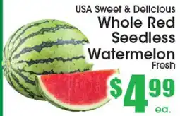 Supremo Foods Inc USA Sweet & Delicious Whole Red Seedless Watermelon offer