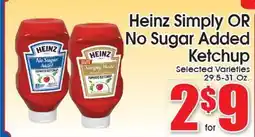 Supremo Foods Inc Heinz Simply OR No Sugar Added Ketchup offer