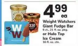 Safeway Weight Watchers Giant Fudge Bar or Halo Top Ice Cream offer