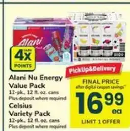 Safeway Alani Nu Energy Value Pack / Celsius Variety Pack offer