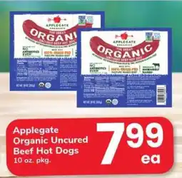Safeway Applegate Organic Uncured Beef Hot Dogs offer