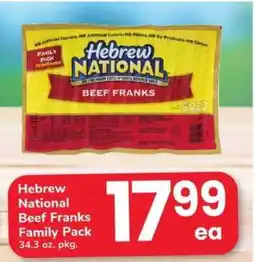 Safeway Hebrew National Beef Franks Family Pack offer