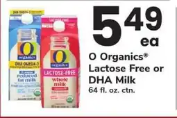 Safeway O Organics Lactose Free or DHA Milk offer