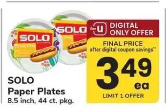 Safeway SOLO Paper Plates offer