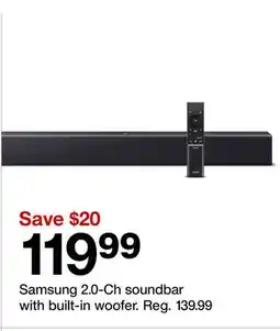 Target Samsung 2.0-Ch soundbar with built-in woofer offer