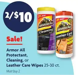 Family Dollar Armor All Protectant, Cleaning, or Leather Care Wipes offer