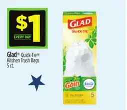 Dollar General Glad Quick-Tie Kitchen Trash Bags offer