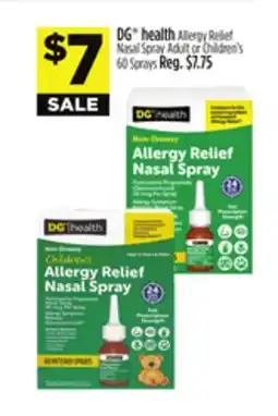 Dollar General DG health Allergy Relief Nasal Spray Adult or Children's offer