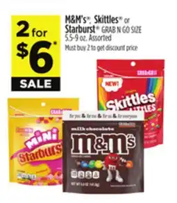 Dollar General M&M's , Skittles or Starburst GRAB N GO SIZE offer