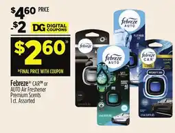 Dollar General Febreze CAR or AUTO Air Freshener Premium Scents offer