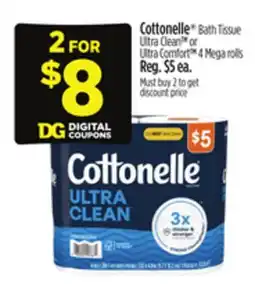 Dollar General Cottonelle Bath Tissue Ultra Clean or Ultra Comfort 4 Mega rolls offer