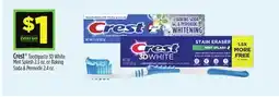 Dollar General Crest Toothpaste 3D White Mint Splash or Baking Soda & Peroxide offer