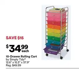 Michaels 10-Drawer Rolling Cart by Simply Tidy offer