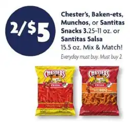 Family Dollar Chester's, Baken-ets, Munchos, or Santitas Snacks offer
