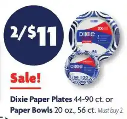 Family Dollar Dixie Paper Plates or Paper Bowls offer