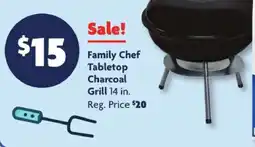 Family Dollar Family Chef Tabletop Charcoal Grill 14 in offer