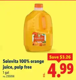 Lidl Solevita 100% orange juice, pulp free offer